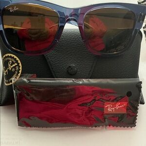 Ray-Ban Navy  Sunglasses with Case. Mega Wayfarer RB0840-S. Made in Italy